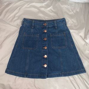 Blue jeans button down skirt